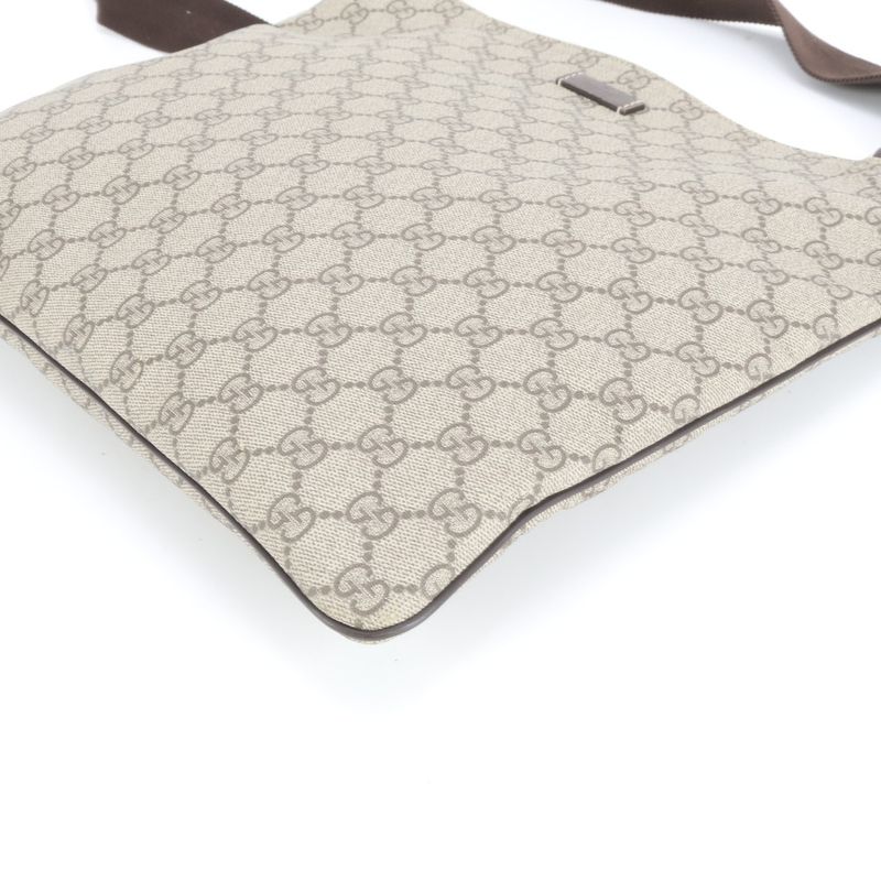Gucci GG Supreme Leather Shoulder Bag Crossbody Messenger 201446 A4 Brown