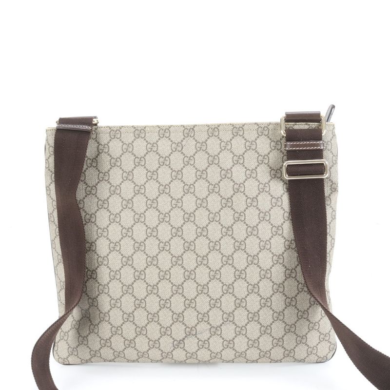 Gucci GG Supreme Leather Shoulder Bag Crossbody Messenger 201446 A4 Brown