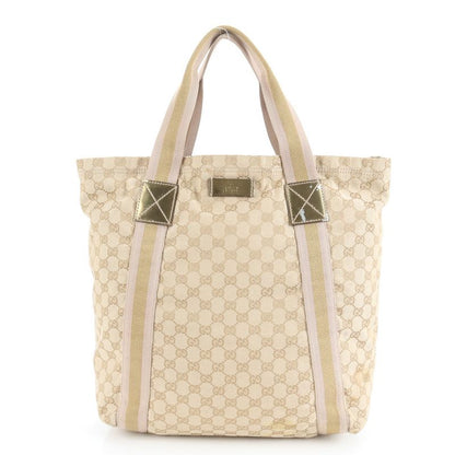 Gucci GG Canvas Leather Tote Bag Shoulder 189669 Hand A4 Beige Women's ECE