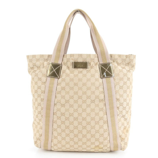 Gucci GG Canvas Leather Tote Bag Shoulder 189669 Hand A4 Beige Women's ECE
