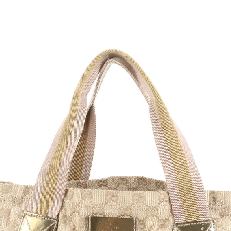 Gucci GG Canvas Leather Tote Bag Shoulder 189669 Hand A4 Beige Women's ECE
