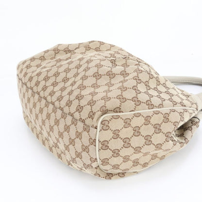 Gucci GG Canvas Sookie Leather Tote Bag 211944 Hand Beige Gold Hardware Genuine