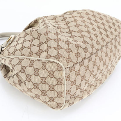 Gucci GG Canvas Sookie Leather Tote Bag 211944 Hand Beige Gold Hardware Genuine