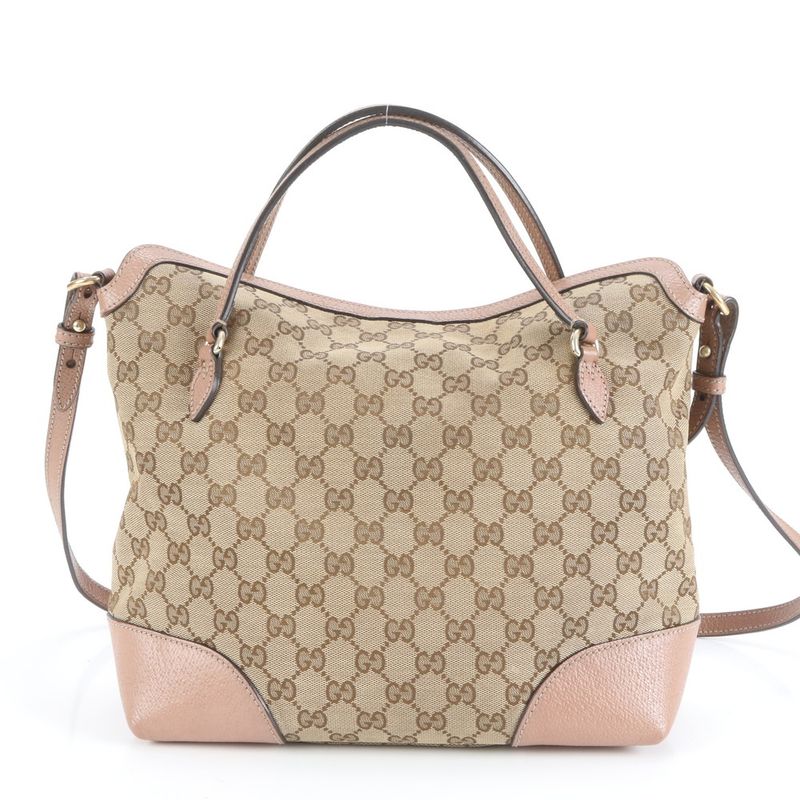 Gucci GG Canvas Bree 353120 Leather 2WAY Shoulder Bag Crossbody Tote Women's