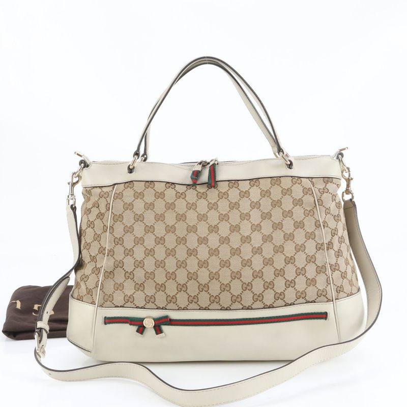 Gucci GG Canvas Mayfair Leather 2WAY Shoulder Bag Crossbody Tote 257349 A4