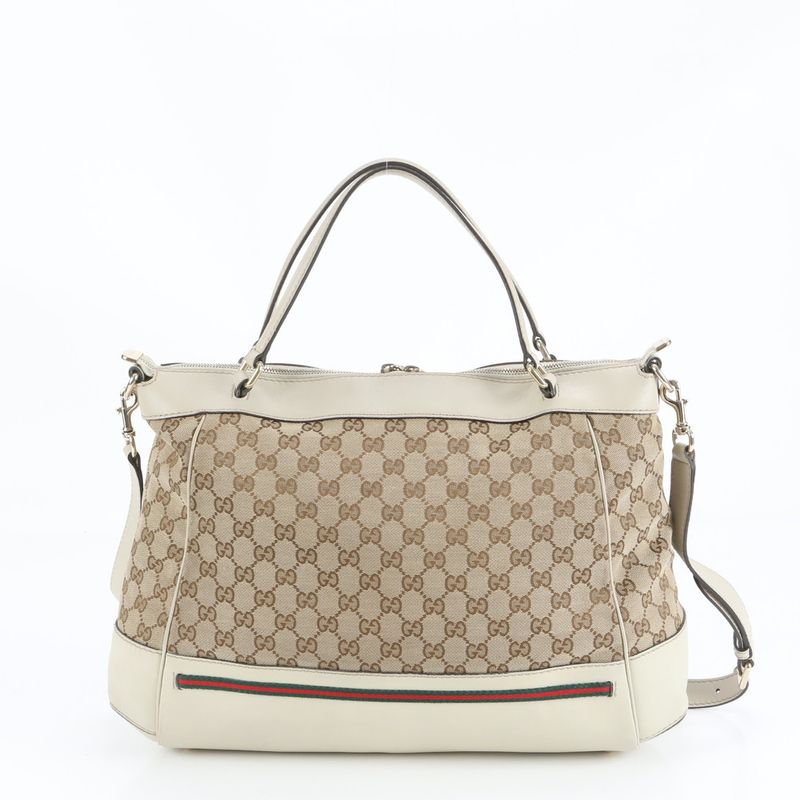 Gucci GG Canvas Mayfair Leather 2WAY Shoulder Bag Crossbody Tote 257349 A4
