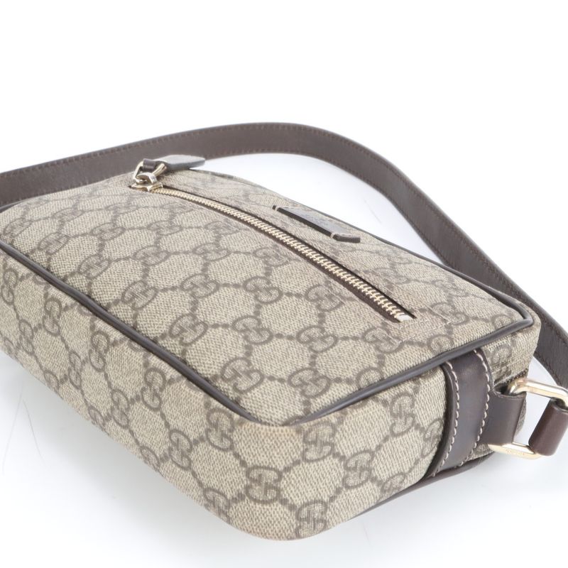 Gucci GG Supreme Leather Shoulder Bag Crossbody Messenger 201447 Brown Men's
