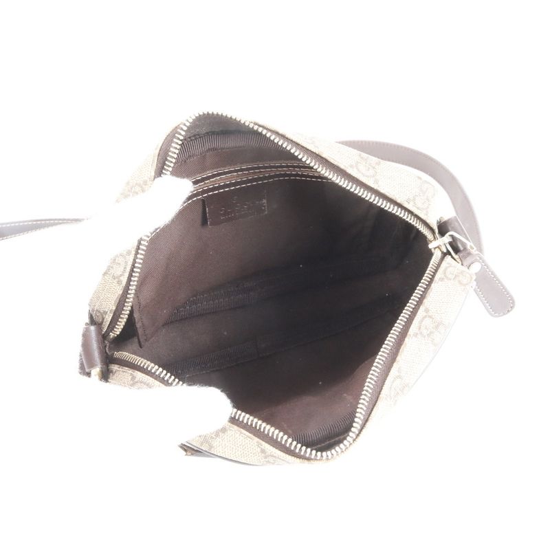 Gucci GG Supreme Leather Shoulder Bag Crossbody Messenger 201447 Brown Men's