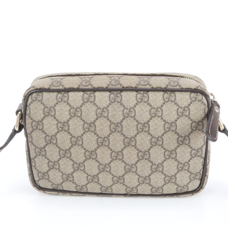 Gucci GG Supreme Leather Shoulder Bag Crossbody Messenger 201447 Brown Men's