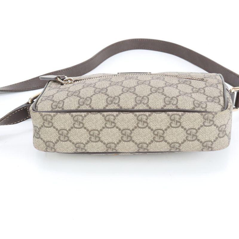 Gucci GG Supreme Leather Shoulder Bag Crossbody Messenger 201447 Brown Men's