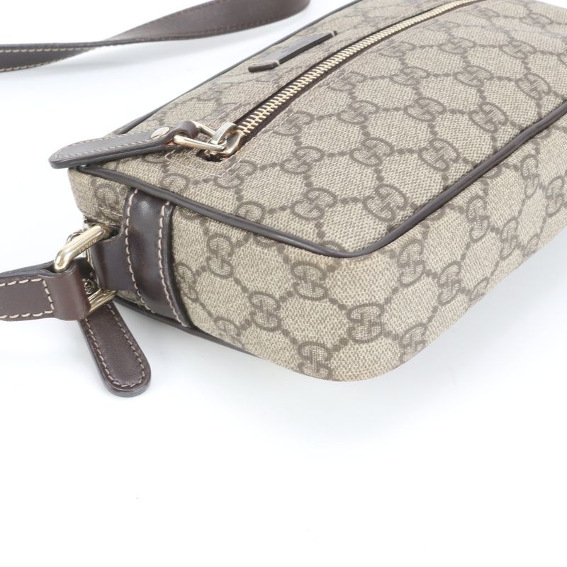 Gucci GG Supreme Leather Shoulder Bag Crossbody Messenger 201447 Brown Men's