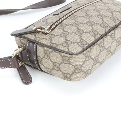 Gucci GG Supreme Leather Shoulder Bag Crossbody Messenger 201447 Brown Men's