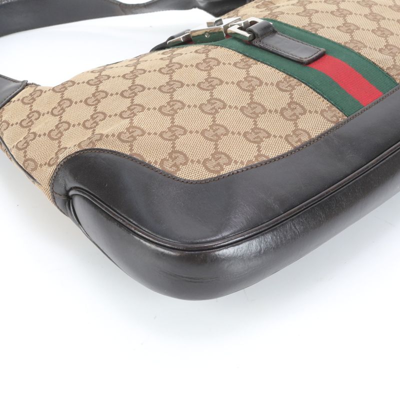 Gucci GG Canvas Sherry Jackie Leather Shoulder Bag Shoulder One Shoulder 001