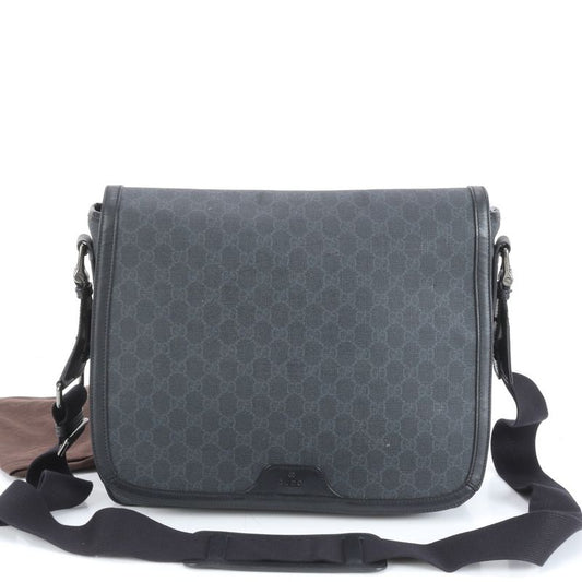 Gucci GG Supreme Leather Shoulder Bag Crossbody Messenger 322068 Black A4 Men's