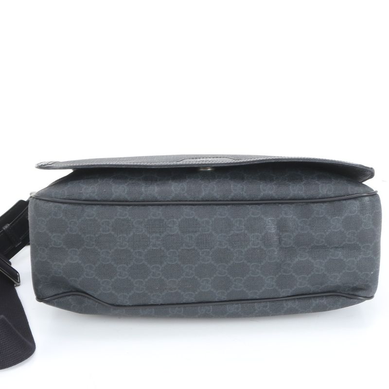 Gucci GG Supreme Leather Shoulder Bag Crossbody Messenger 322068 Black A4 Men's