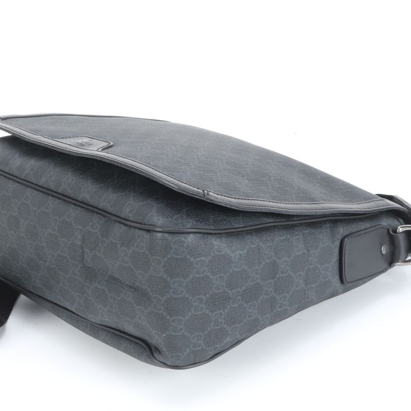 Gucci GG Supreme Leather Shoulder Bag Crossbody Messenger 322068 Black A4 Men's