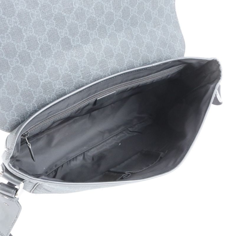 Gucci GG Supreme Leather Shoulder Bag Crossbody Messenger 322068 Black A4 Men's