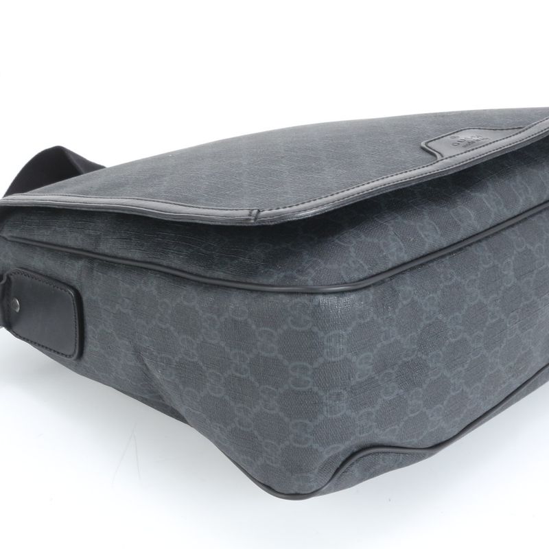 Gucci GG Supreme Leather Shoulder Bag Crossbody Messenger 322068 Black A4 Men's
