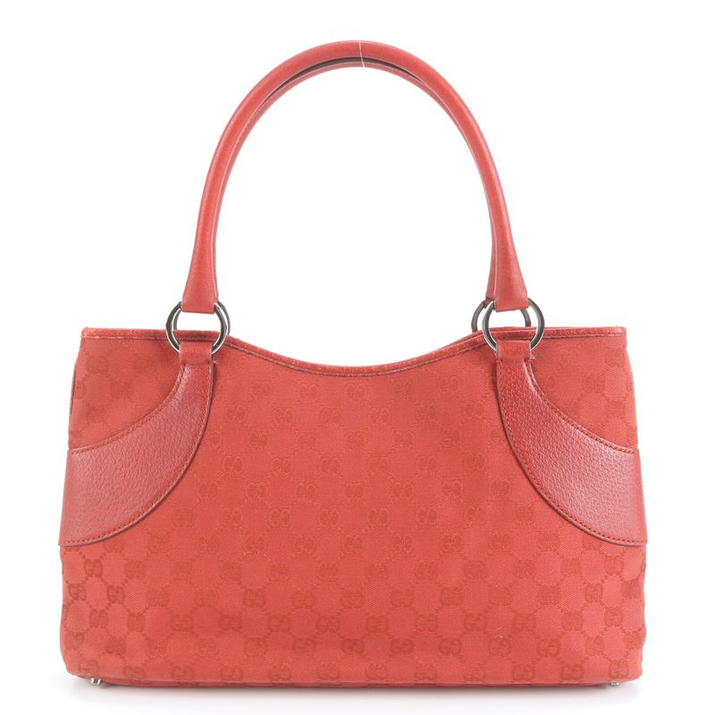 Gucci GG Canvas 113015 Leather Tote Bag Shoulder Silver Hardware Hand Women's