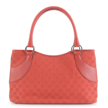 Gucci GG Canvas 113015 Leather Tote Bag Shoulder Silver Hardware Hand Women's