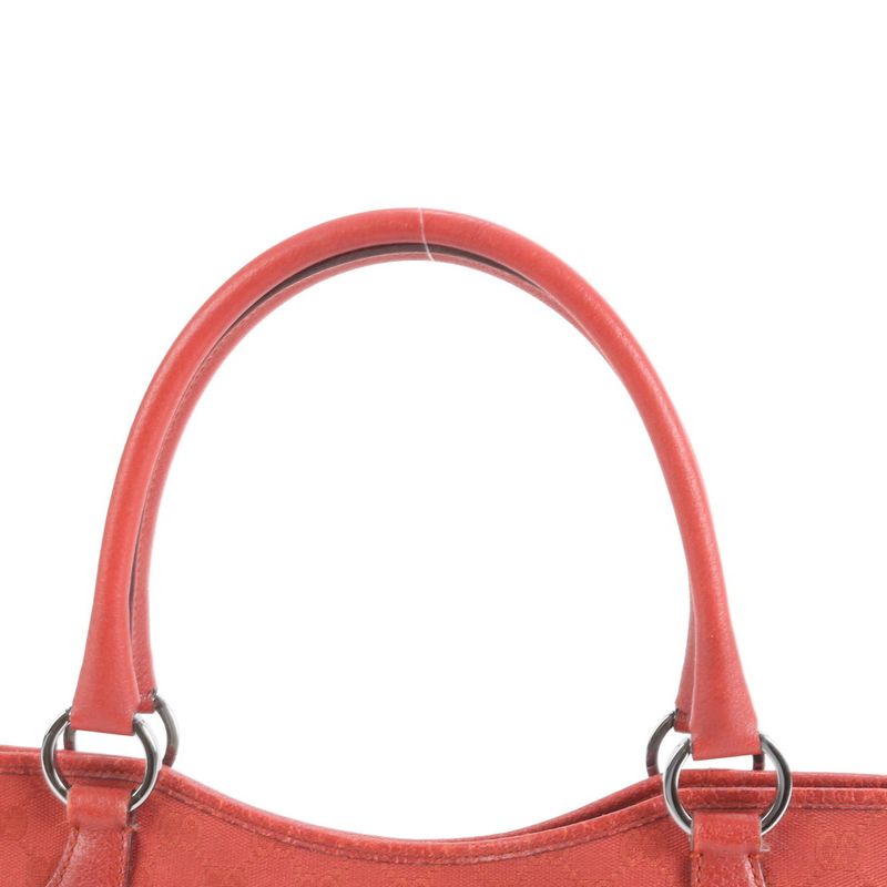 Gucci GG Canvas 113015 Leather Tote Bag Shoulder Silver Hardware Hand Women's