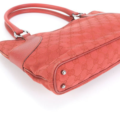 Gucci GG Canvas 113015 Leather Tote Bag Shoulder Silver Hardware Hand Women's