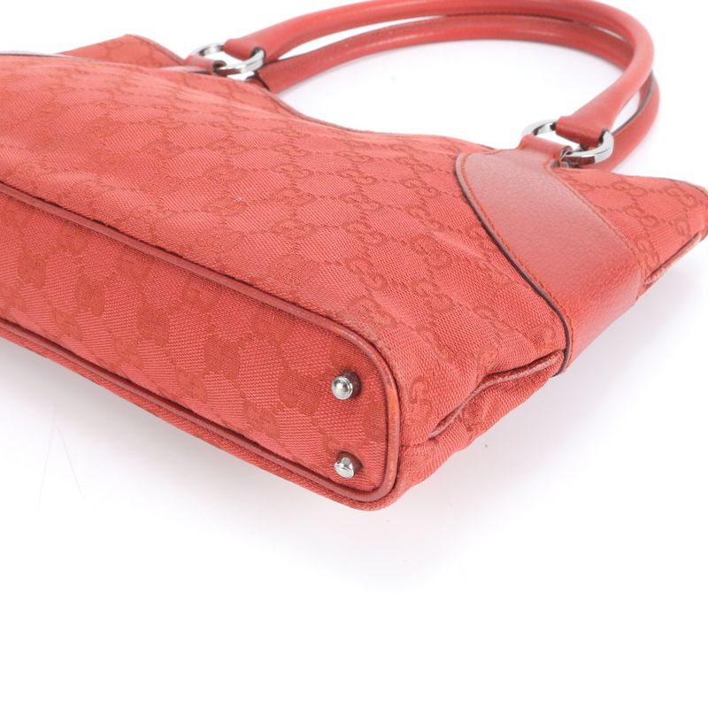 Gucci GG Canvas 113015 Leather Tote Bag Shoulder Silver Hardware Hand Women's