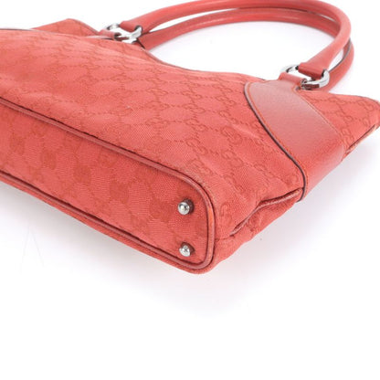 Gucci GG Canvas 113015 Leather Tote Bag Shoulder Silver Hardware Hand Women's