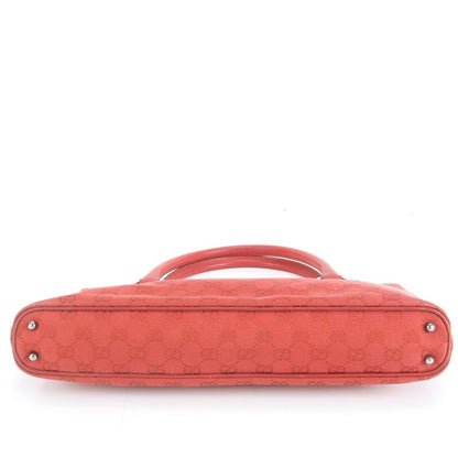 Gucci GG Canvas 113015 Leather Tote Bag Shoulder Silver Hardware Hand Women's