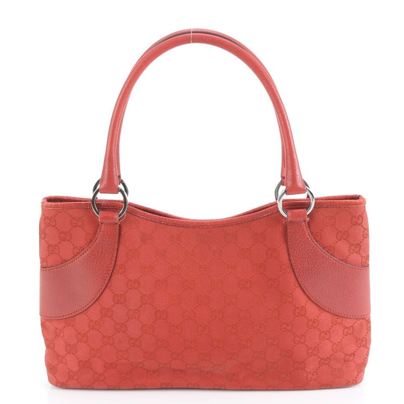 Gucci GG Canvas 113015 Leather Tote Bag Shoulder Silver Hardware Hand Women's