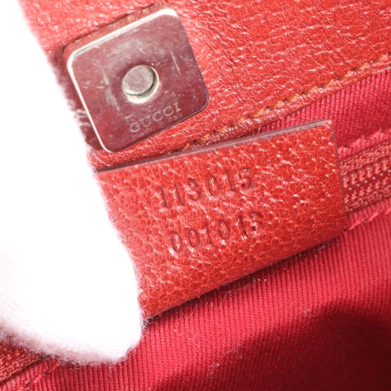 Gucci GG Canvas 113015 Leather Tote Bag Shoulder Silver Hardware Hand Women's