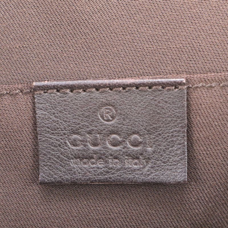 Gucci GG Canvas Interlocking G Flower Leather Tote Bag Hand 190247 Brown