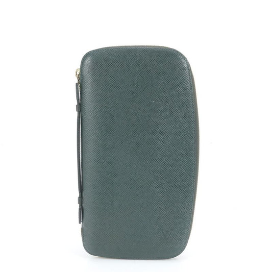 No Sticky Louis Vuitton Taiga Organizer Atholl M30654 Leather Long Wallet Men's