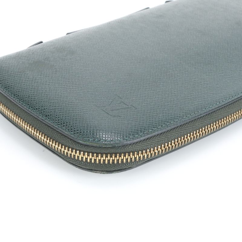No Sticky Louis Vuitton Taiga Organizer Atholl M30654 Leather Long Wallet Men's