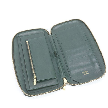 No Sticky Louis Vuitton Taiga Organizer Atholl M30654 Leather Long Wallet Men's