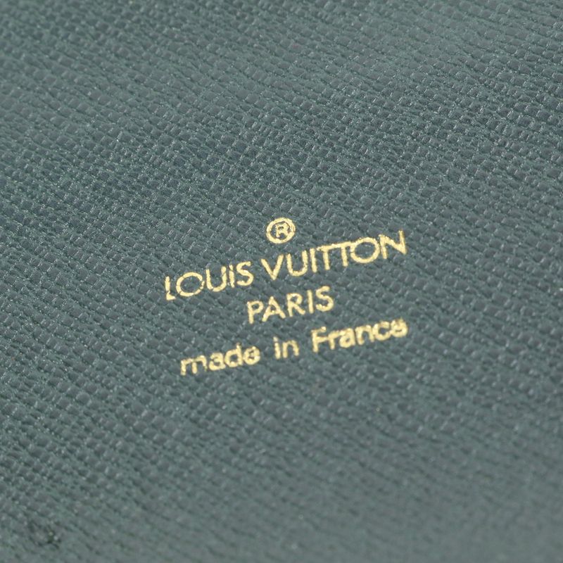 No Sticky Louis Vuitton Taiga Organizer Atholl M30654 Leather Long Wallet Men's