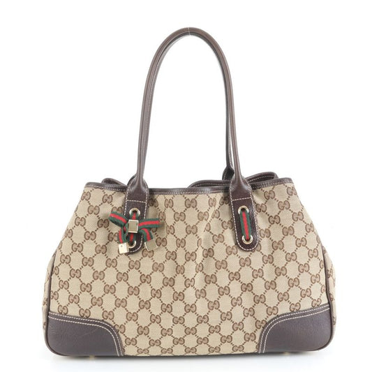 Gucci GG Canvas Princy Leather Tote Bag Shoulder 163805 Brown Women's ECE Db43-6