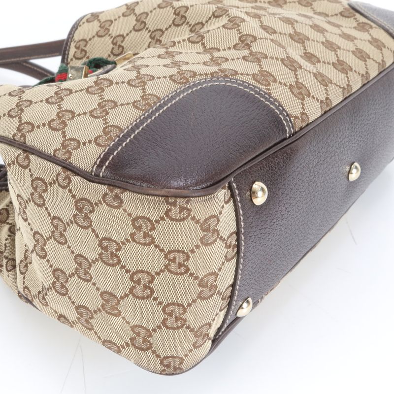 Gucci GG Canvas Princy Leather Tote Bag Shoulder 163805 Brown Women's ECE Db43-6