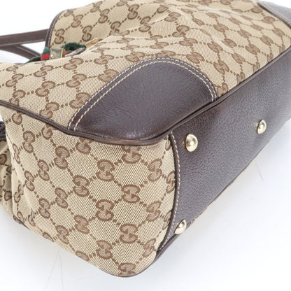 Gucci GG Canvas Princy Leather Tote Bag Shoulder 163805 Brown Women's ECE Db43-6