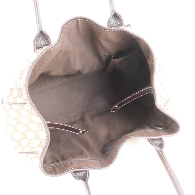 Gucci GG Canvas Princy Leather Tote Bag Shoulder 163805 Brown Women's ECE Db43-6