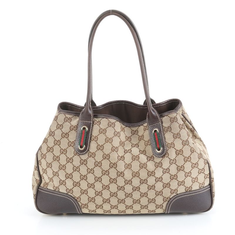 Gucci GG Canvas Princy Leather Tote Bag Shoulder 163805 Brown Women's ECE Db43-6