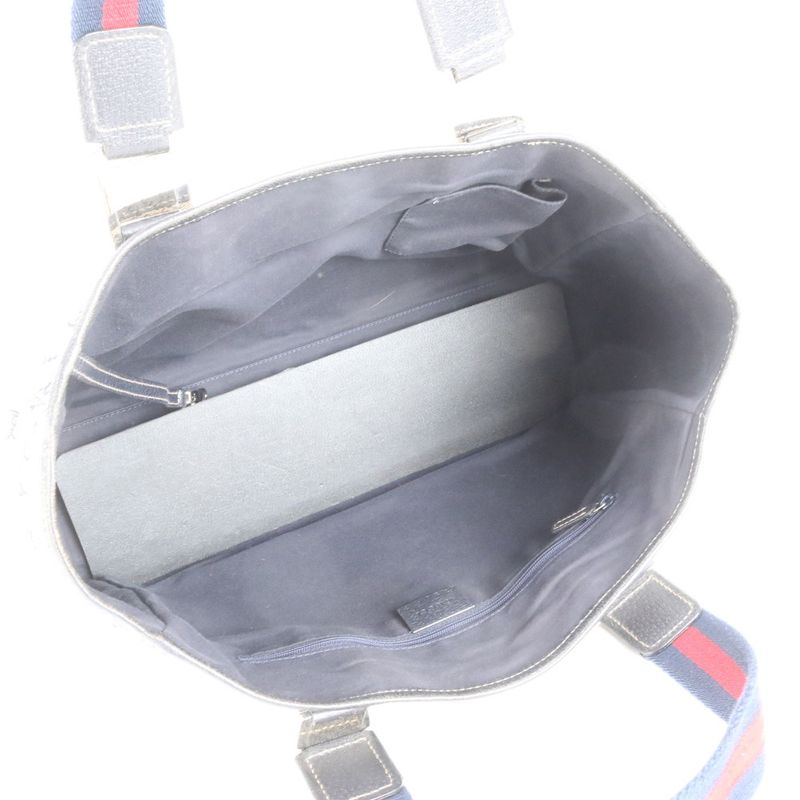 Gucci GG Canvas Horsebit Leather Tote Bag Shoulder 145758 Navy Blue Women's RCE