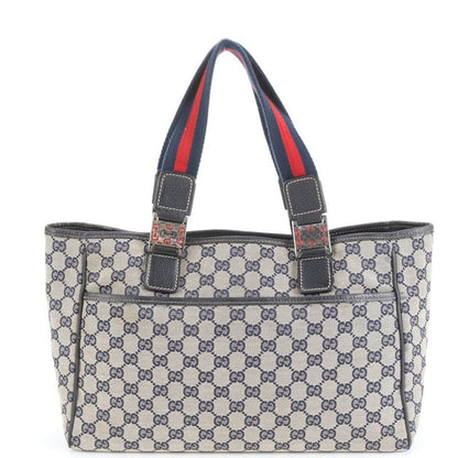 Gucci GG Canvas Horsebit Leather Tote Bag Shoulder 145758 Navy Blue Women's RCE