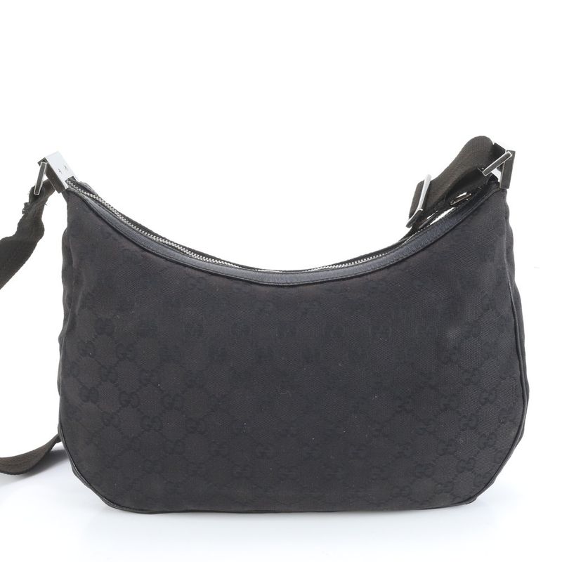 Gucci GG Canvas Leather Shoulder Bag Crossbody Messenger 122790 Black Genuine