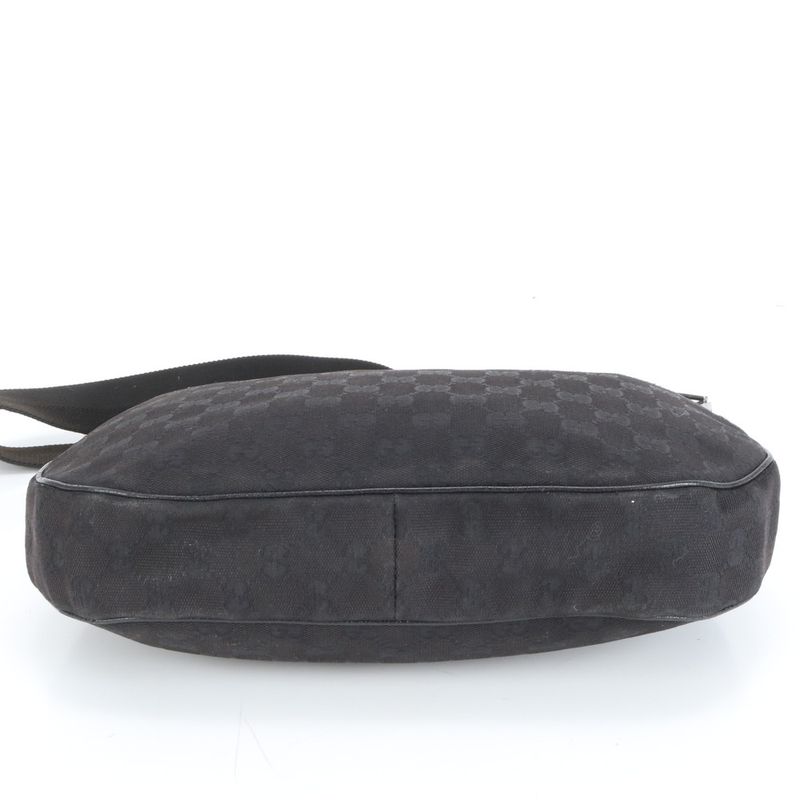 Gucci GG Canvas Leather Shoulder Bag Crossbody Messenger 122790 Black Genuine