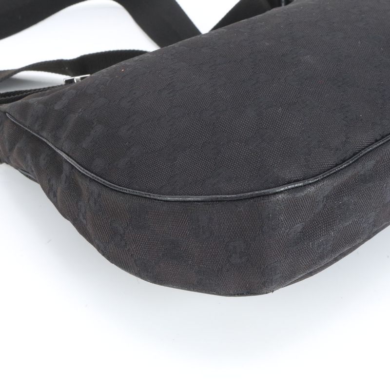 Gucci GG Canvas Leather Shoulder Bag Crossbody Messenger 122790 Black Genuine