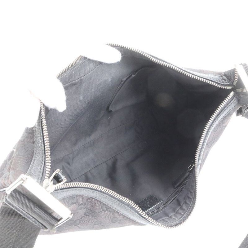 Gucci GG Canvas Leather Shoulder Bag Crossbody Messenger 122790 Black Genuine