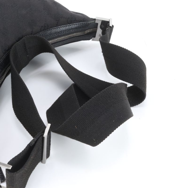 Gucci GG Canvas Leather Shoulder Bag Crossbody Messenger 122790 Black Genuine