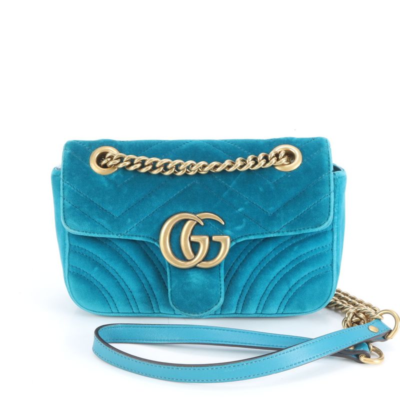 Gucci GG Marmont Quilted Leather 2WAY Chain Shoulder Bag Crossbody 446744