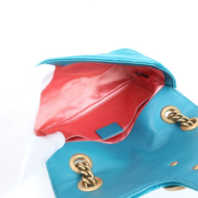 Gucci GG Marmont Quilted Leather 2WAY Chain Shoulder Bag Crossbody 446744